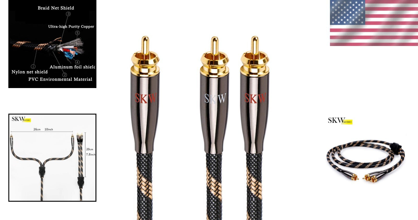 High-Performance RCA Y Cable 1 Male to 2 Male - Ideal for Home Theater Systems