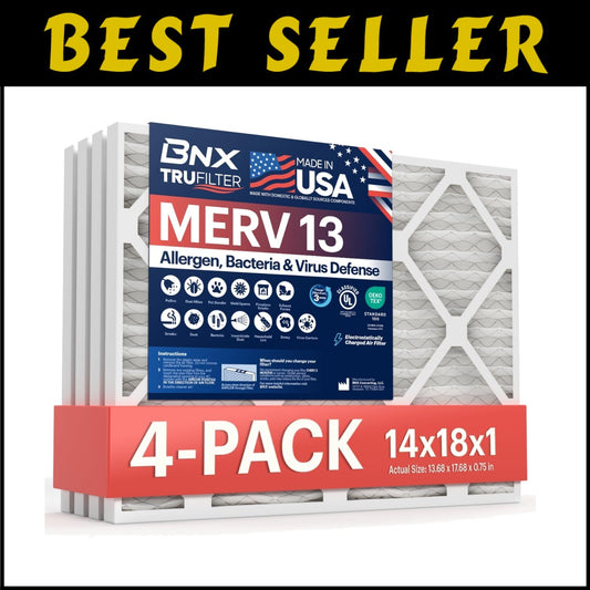 TruFilter MERV 13 Air Filter 4-Pack - Electrostatic HVAC Solution for Clean Air