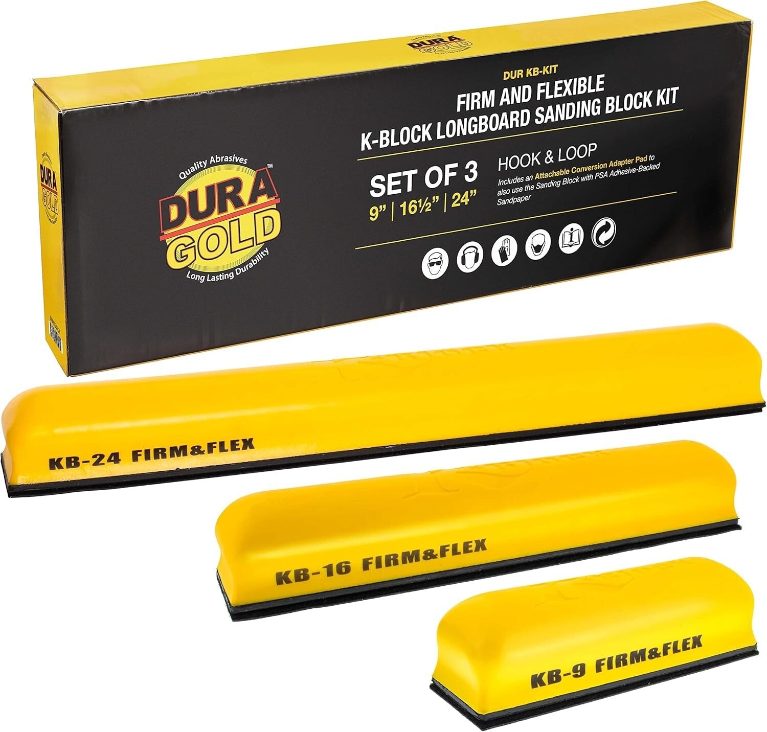 Premium 3-Piece Sanding Block Kit for Auto Body & Woodworking - 9", 16", 24"