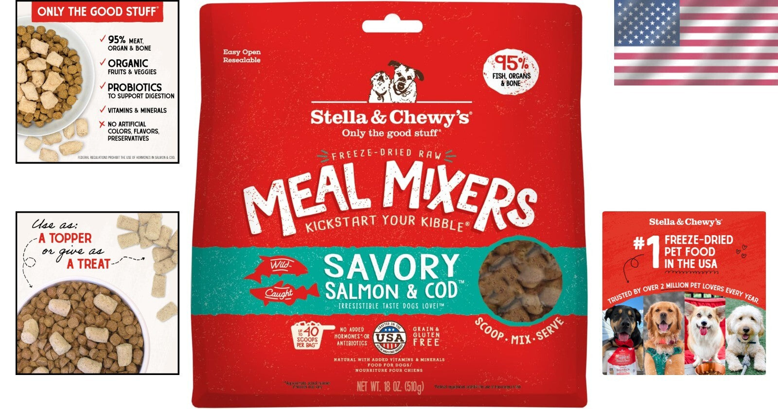 All-Natural Freeze-Dried Salmon & Cod Mixers – Perfect for Picky Eaters - 18 oz