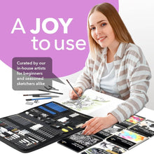 Load image into Gallery viewer, All-Inclusive 100-Piece Graphite, Charcoal &amp; Pastel Sketching Kit for Pros