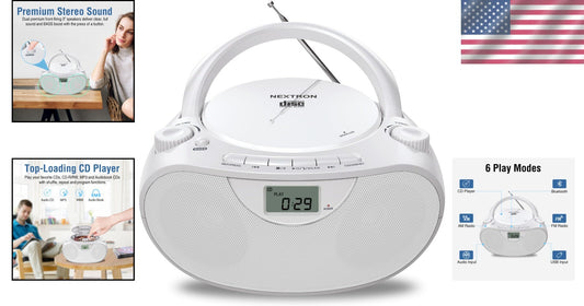 All-in-One Portable CD Player Boombox with Bluetooth, AM/FM & USB Connectivity