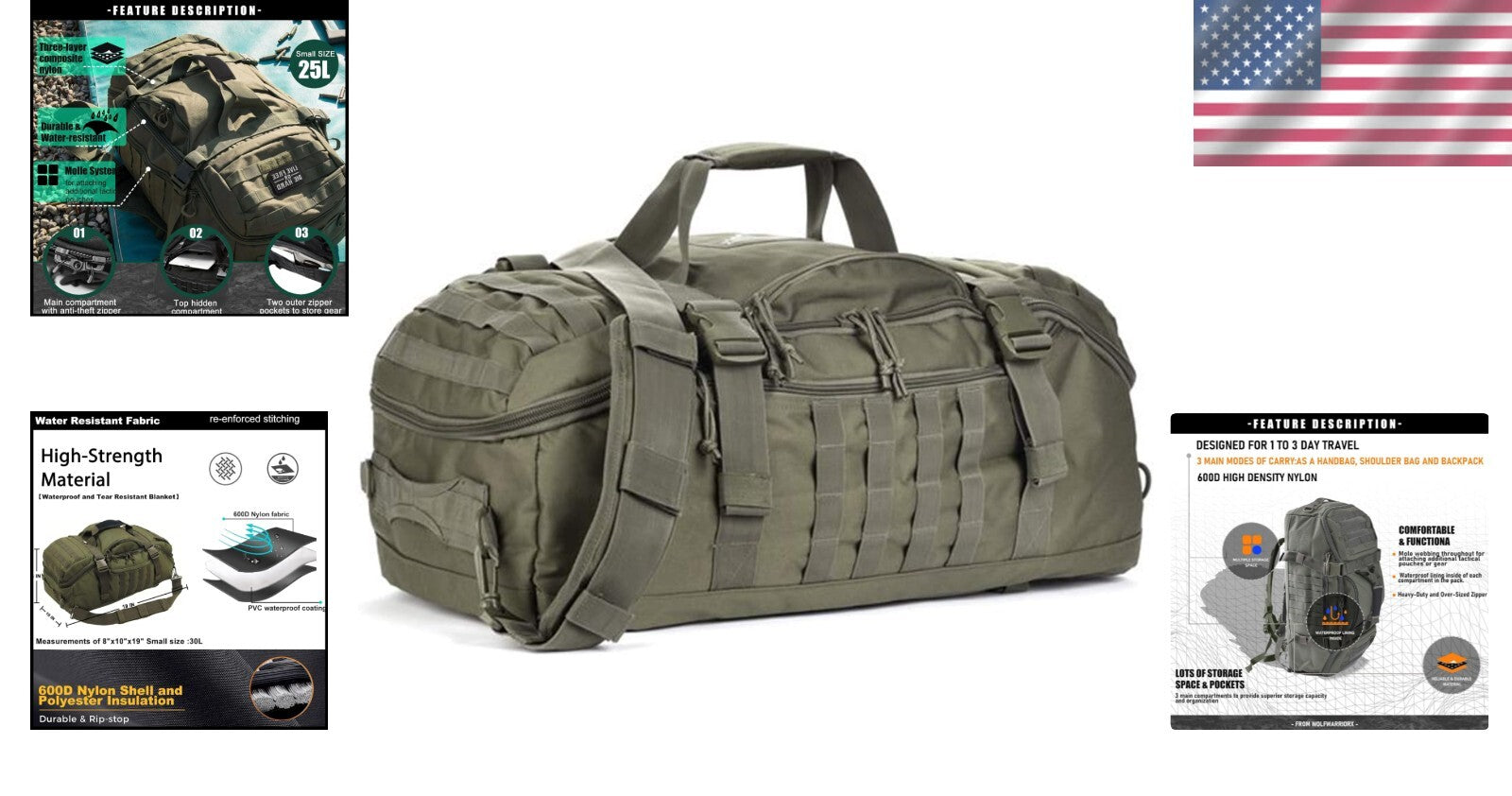 Extra Large 25L Waterproof Duffle Bag - Ideal for Gym, Travel & Outdoor