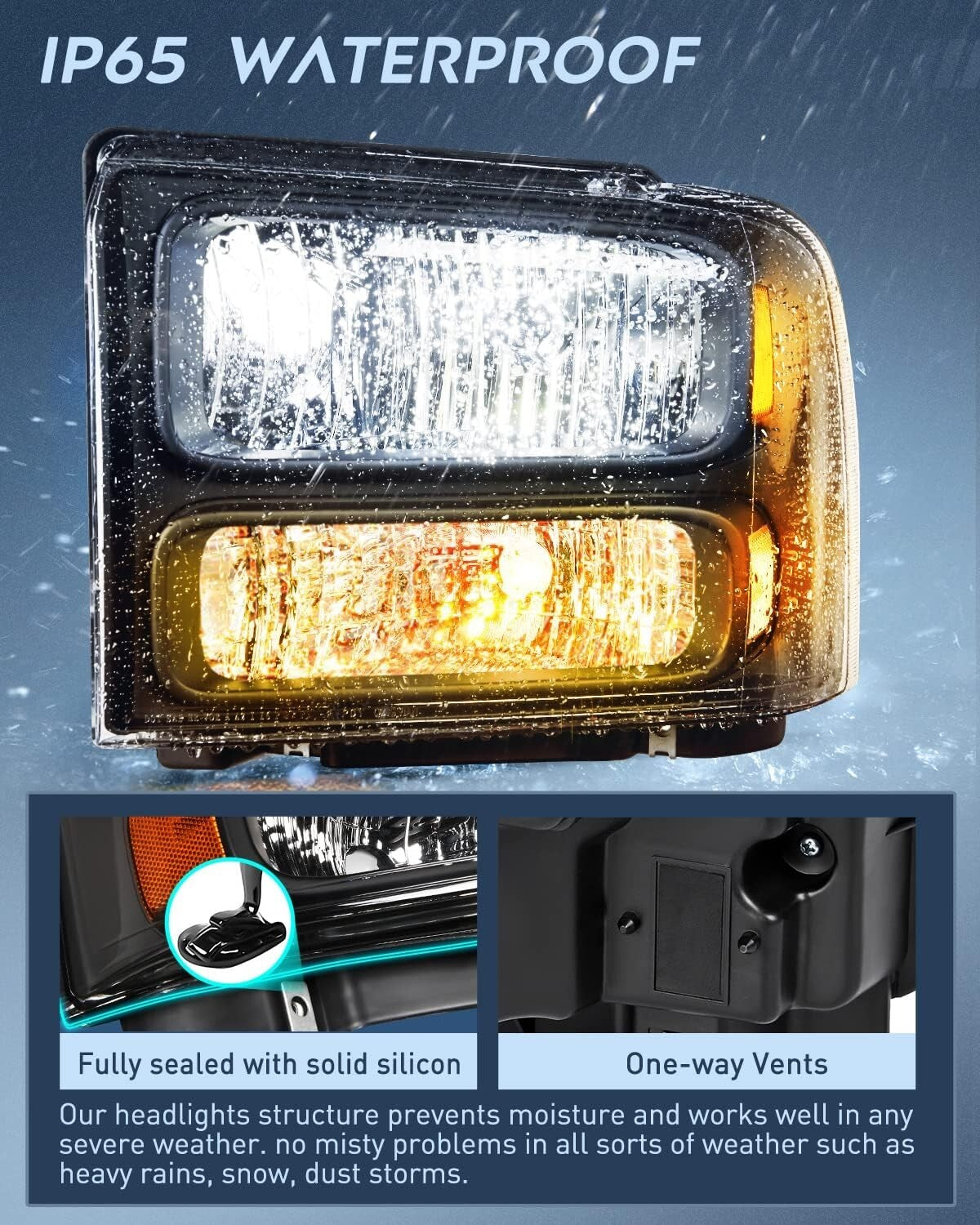 DOT Compliant Waterproof Headlight Set for 2005-2007 Ford F-Series Trucks