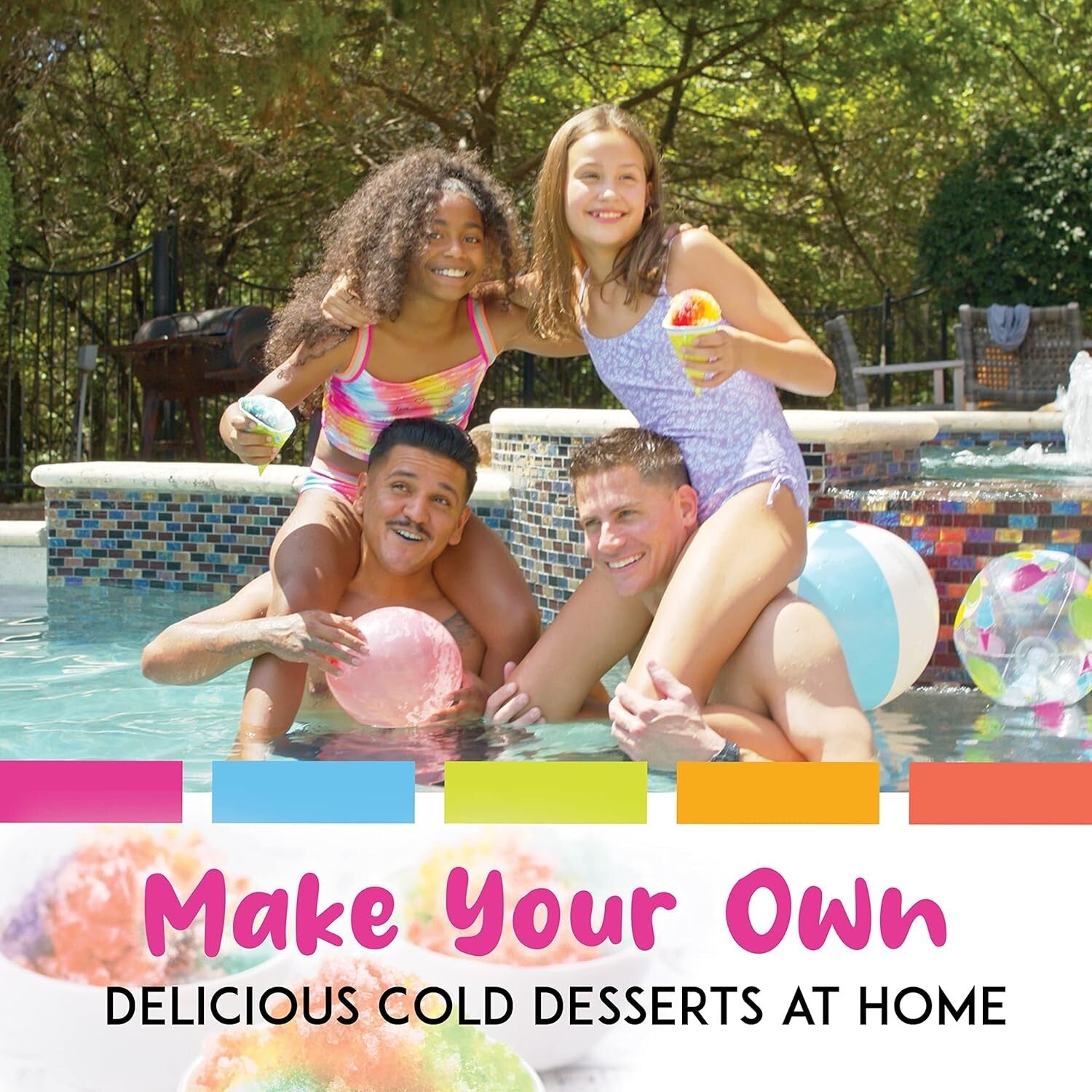 Electric Snow Cone and Shaved Ice Machine with Reusable Ice Molds - Compact 12"