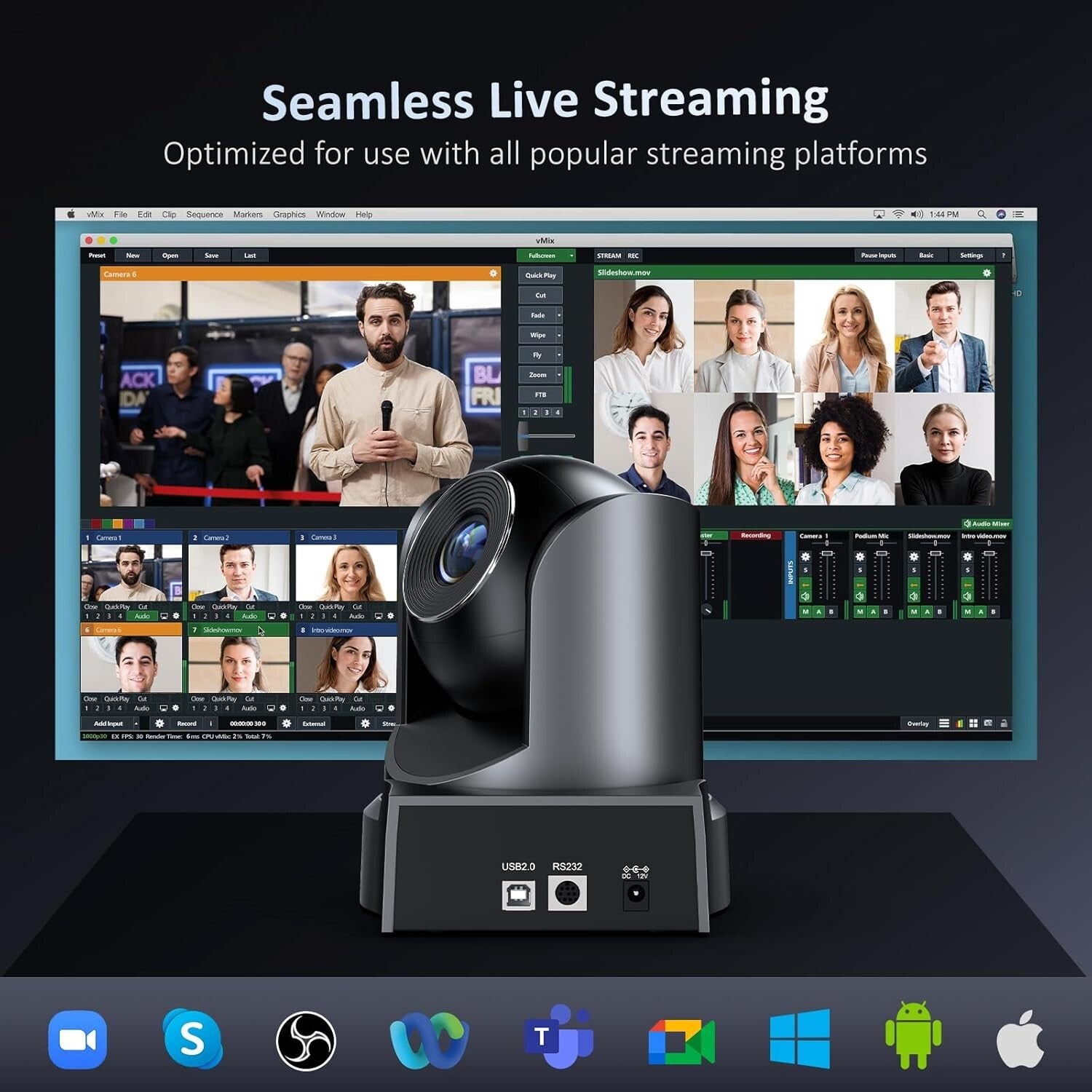 FHD 1080p Remote Controlled PTZ Camera - Perfect for Live Streaming Meetings
