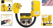 Load image into Gallery viewer, 220V to 110V 4-Prong Dryer Distribution Adapter with 2 Circuit Breakers