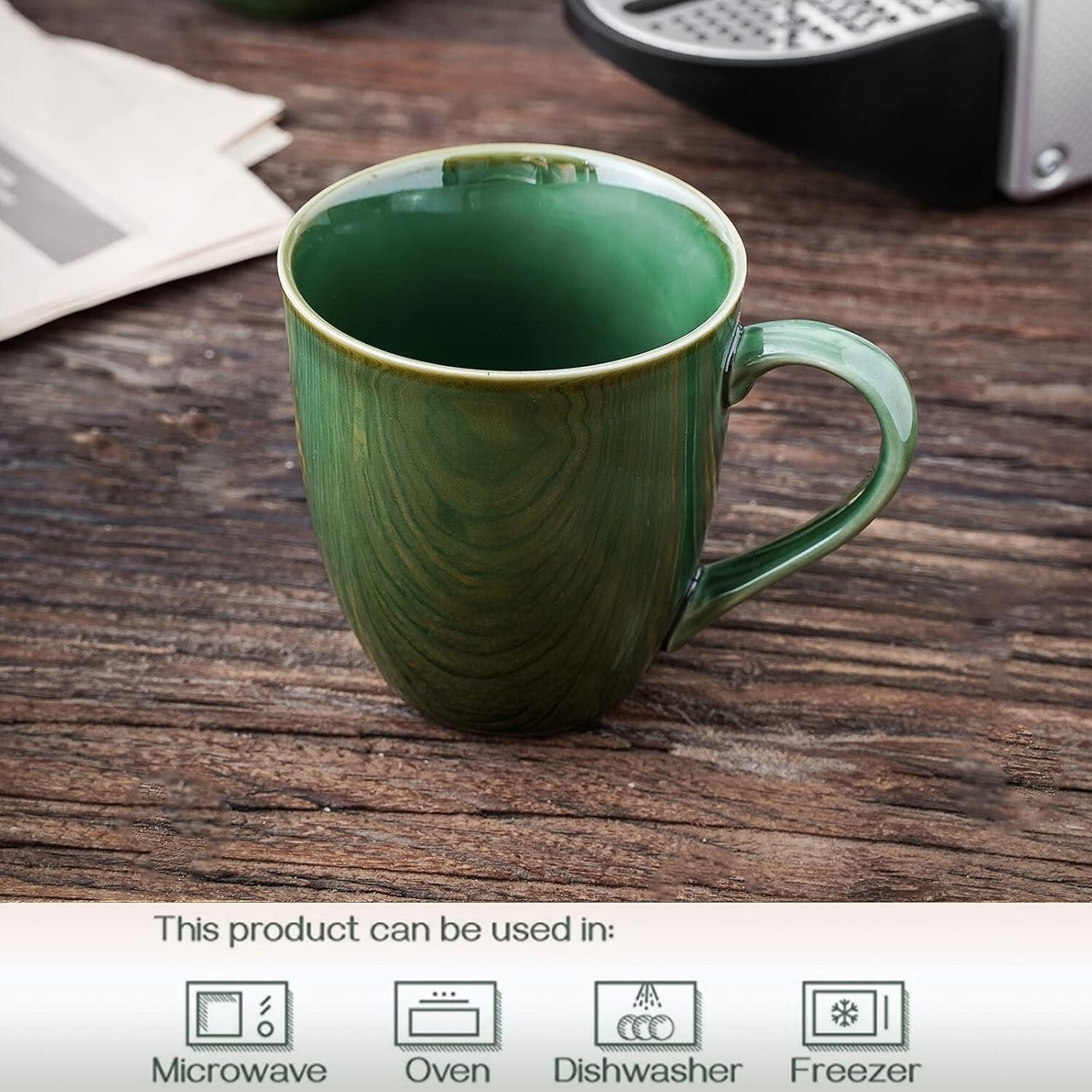 Chic 12 oz Stackable Coffee Mugs - Dishwasher & Microwave Safe, Unique Glaze