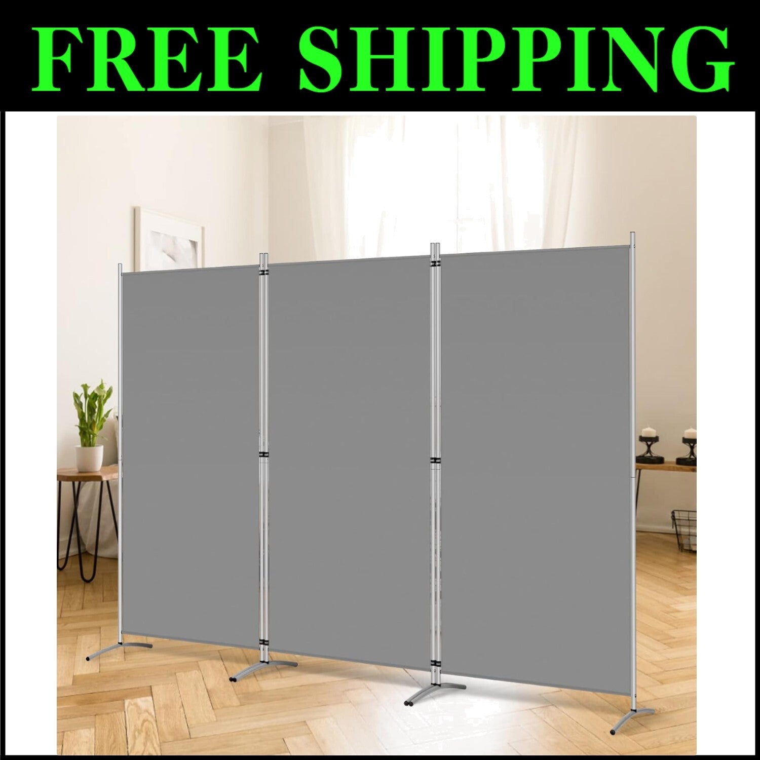 Durable Freestanding Room Divider - 102''W x 71''H Adjustable Privacy Screen