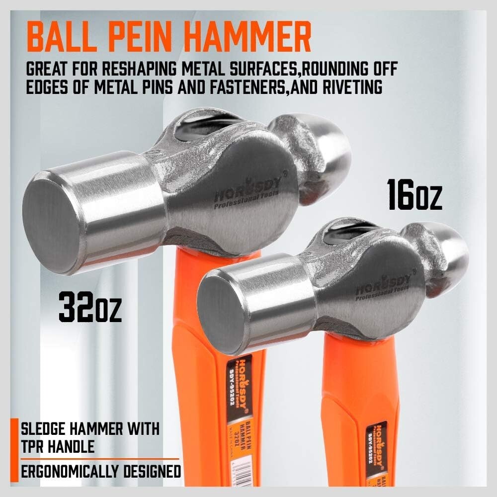 Pro-Grade 5-Piece Hammer Collection - Includes Rubber Mallet & Sledge Hammer
