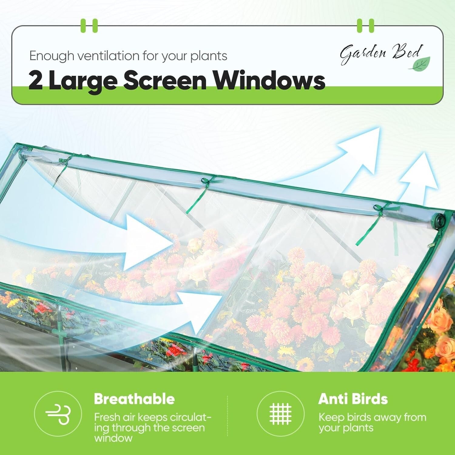 Extra Durable 8x4 Galvanized Raised Planter with Vented Mini Greenhouse Cover