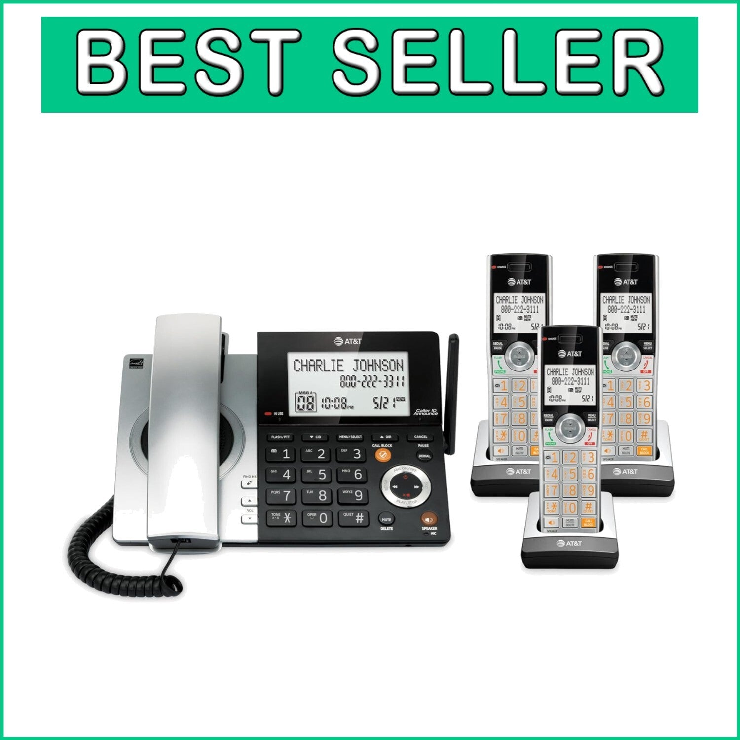 Dect 6.0 Expandable Phone Set with Digital Answering Machine & Intercom Feature