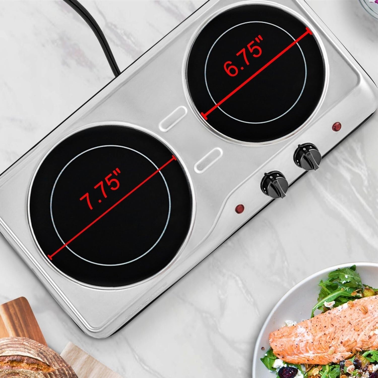Ceramic Glass Electric Hot Plate - 2-Burner Infrared Cooktop for Easy Cooking