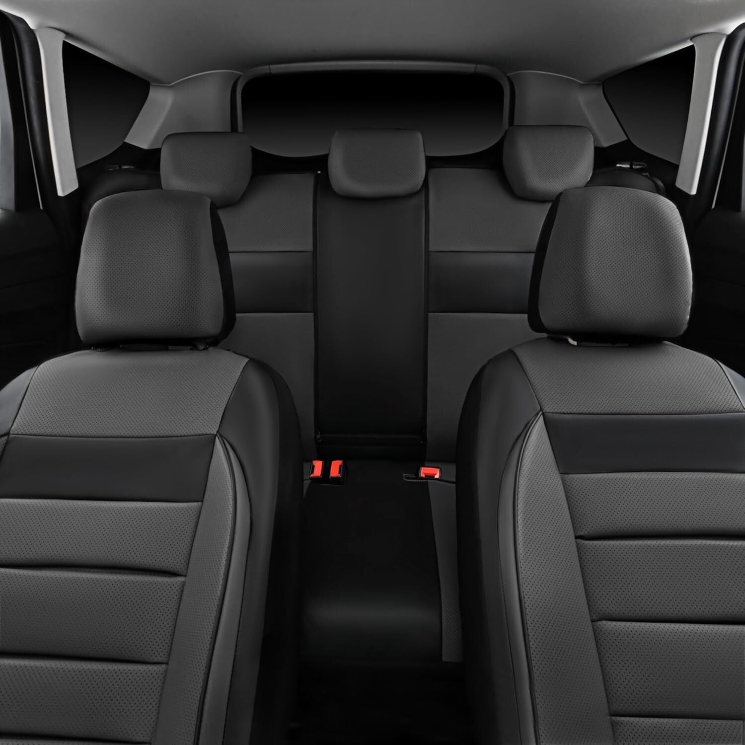 Elegant Gray & Black Leather Seat Covers for SUVs, Sedans & Vans – Full Coverage