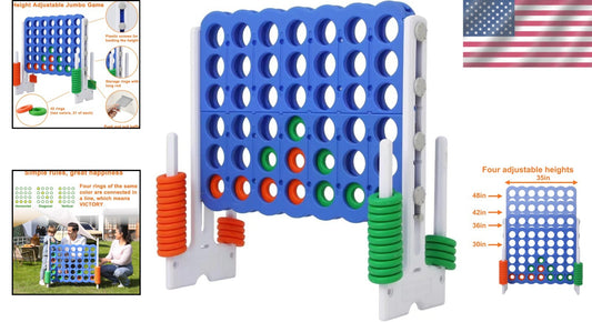 Jumbo 4 Connect in a Row Game - Adjustable for Kids & Adults, Ideal for Outdoors