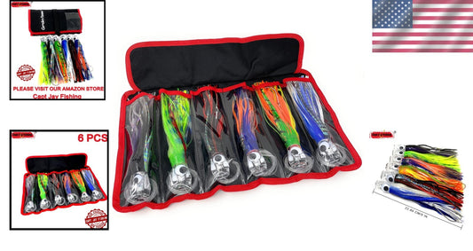 9-Inch Fishing Trolling Lures, 6 Mixed Colors - Perfect for Big Game Fishing