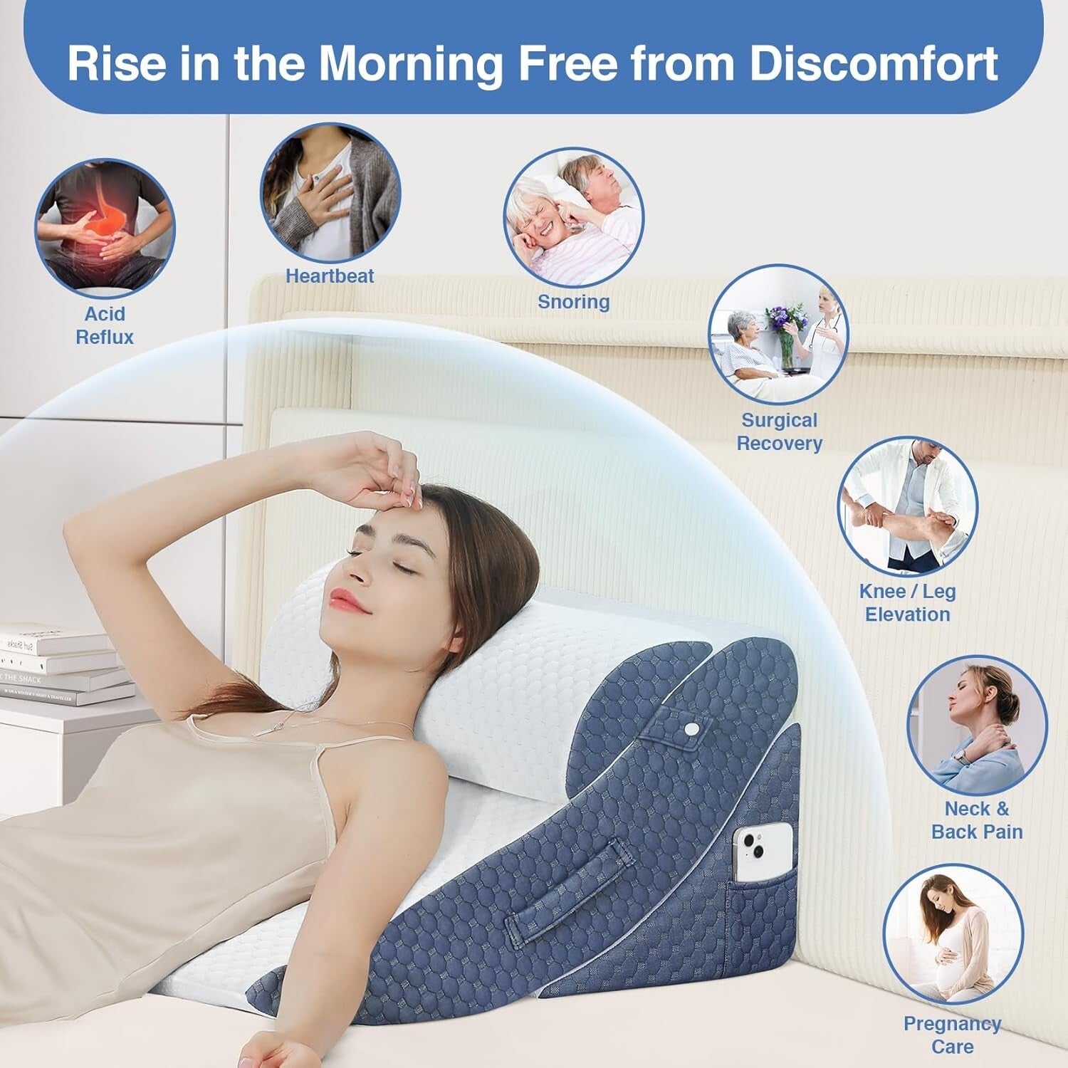 4Pcs Orthopedic Wedge Pillow Set - Gel-Infused Memory Foam for Sleep & Support