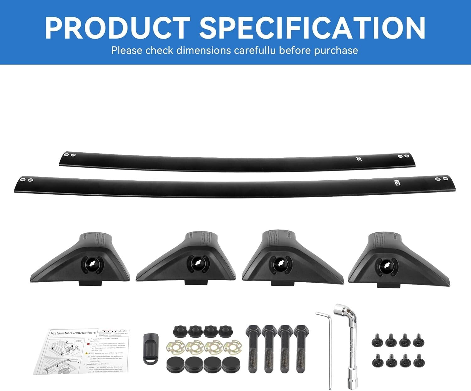 Maximize Adventure with 220LBS Roof Rack Cross Bars for 2019-2025 RAV4 Models