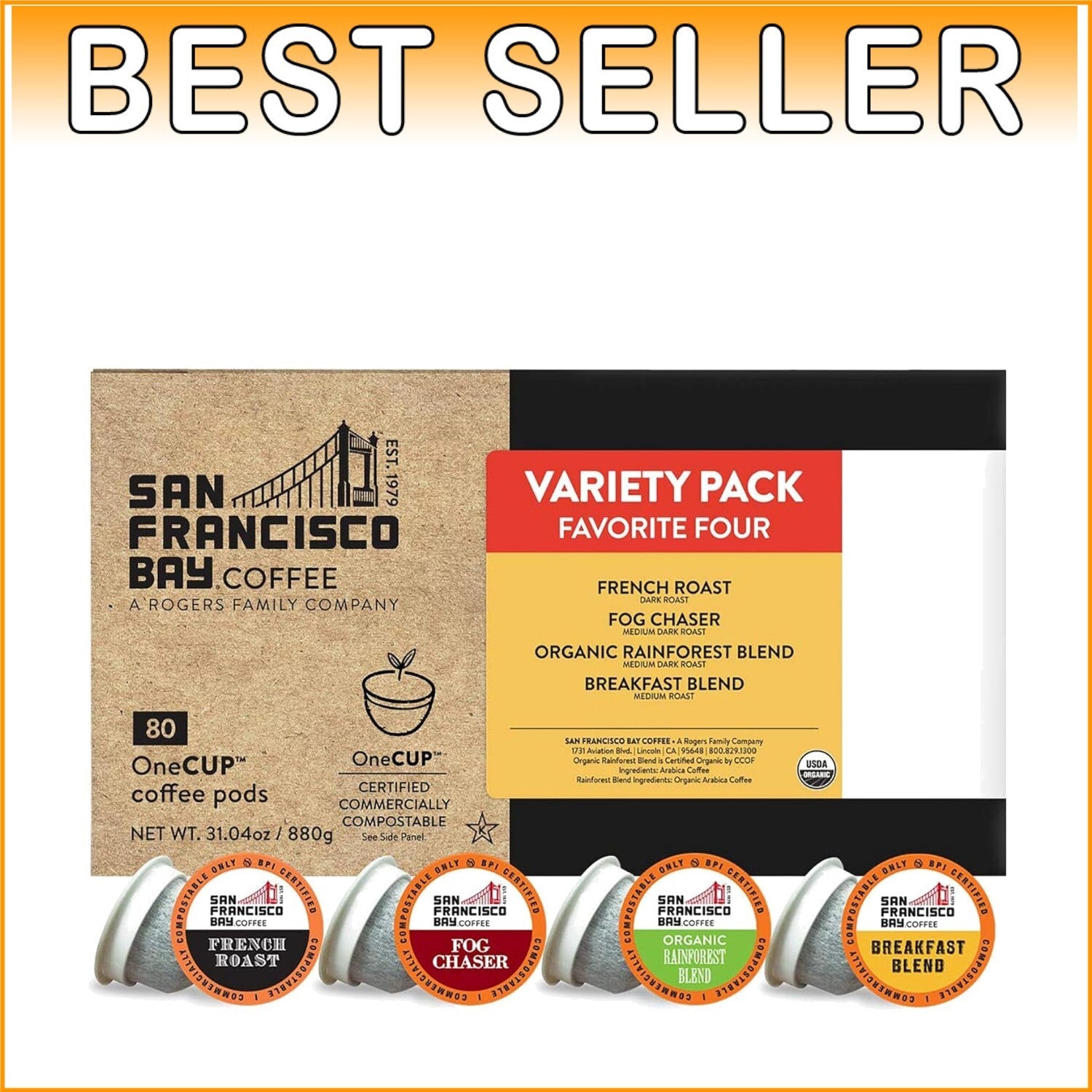 Eco-Friendly 80 Ct Compostable Coffee Pods - Original Flavor Variety Pack