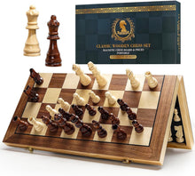Load image into Gallery viewer, High-Quality 15" Wooden Magnetic Chess Set - Ideal Gift for Family Game Night