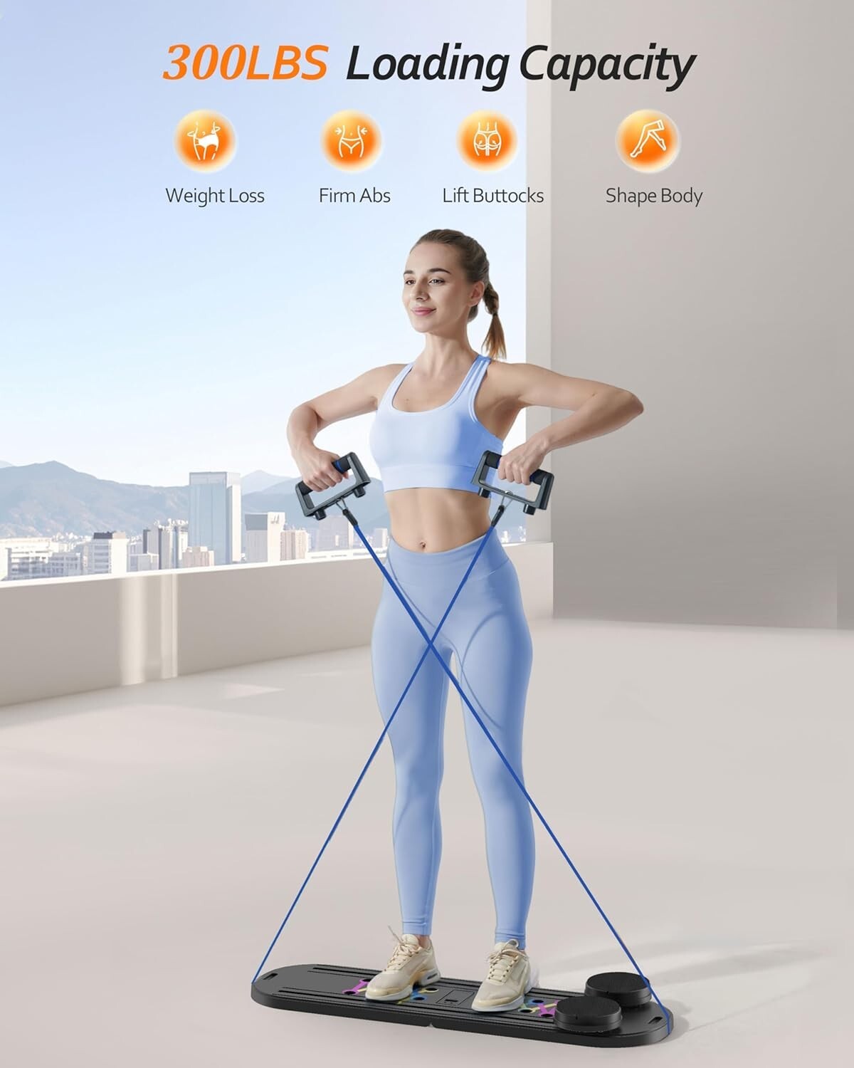 All-in-One Pilates Reformer Set with 15 Exercises - Lightweight & Functional