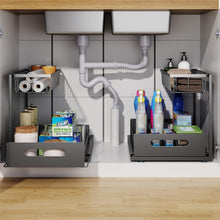 Load image into Gallery viewer, 2-Pack Adjustable L-Shape Under Sink Organizer - Rust-Resistant &amp; Multi-Purpose
