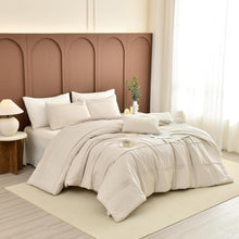 Load image into Gallery viewer, Wheat Color 3PC King Comforter Set - Soft, Lightweight &amp; Durable Cotton Bedding