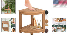 Load image into Gallery viewer, Modern Brown Waterproof Shower Stool with Adjustable Legs and Corner Shelf