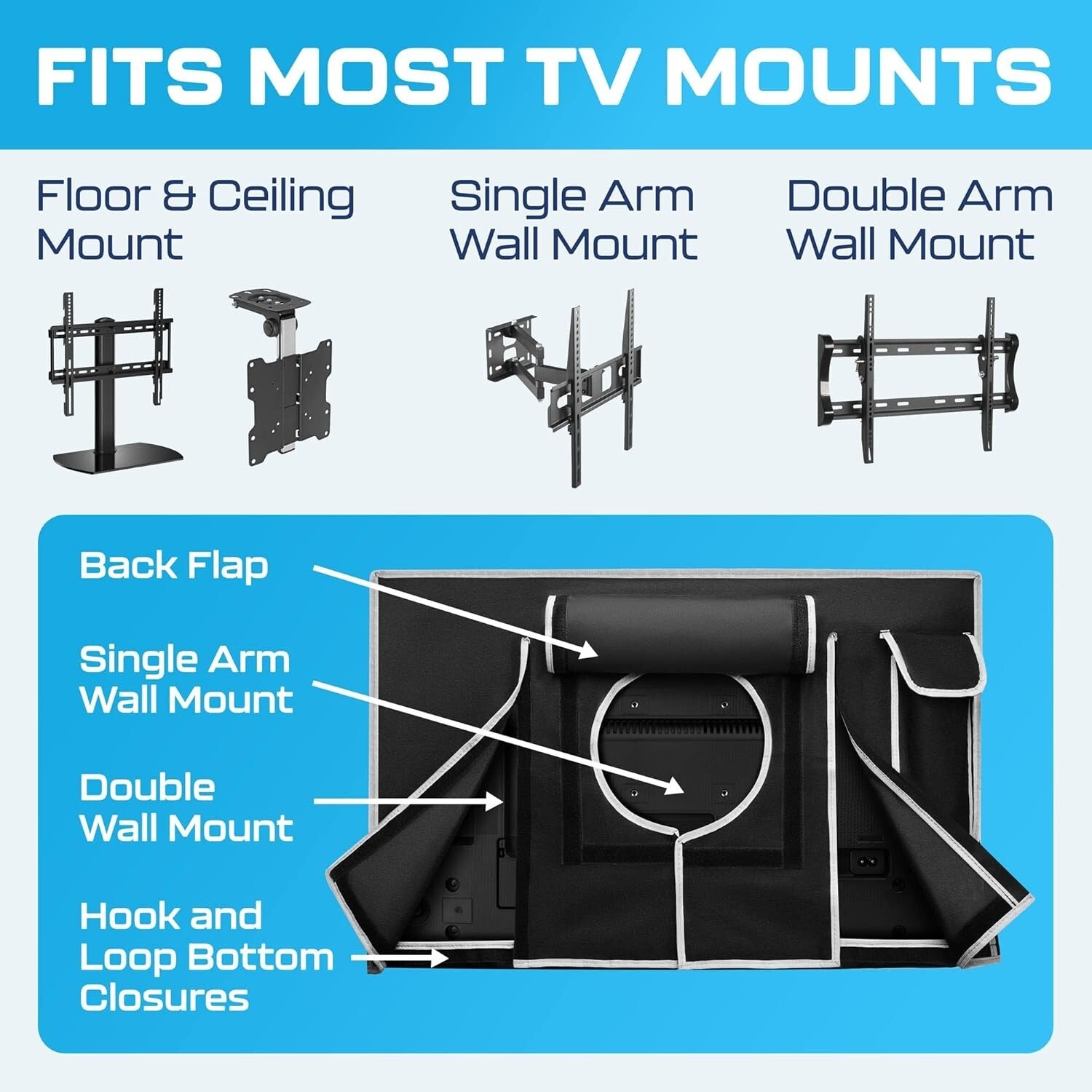 Weatherproof 65 Inch Outdoor TV Cover | Premium Scratch Resistant Protection