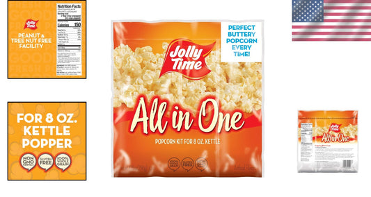 All-in-One Popcorn Kit - Premium Portion Pack with Kernels, Oil & Salt (24 Pack)