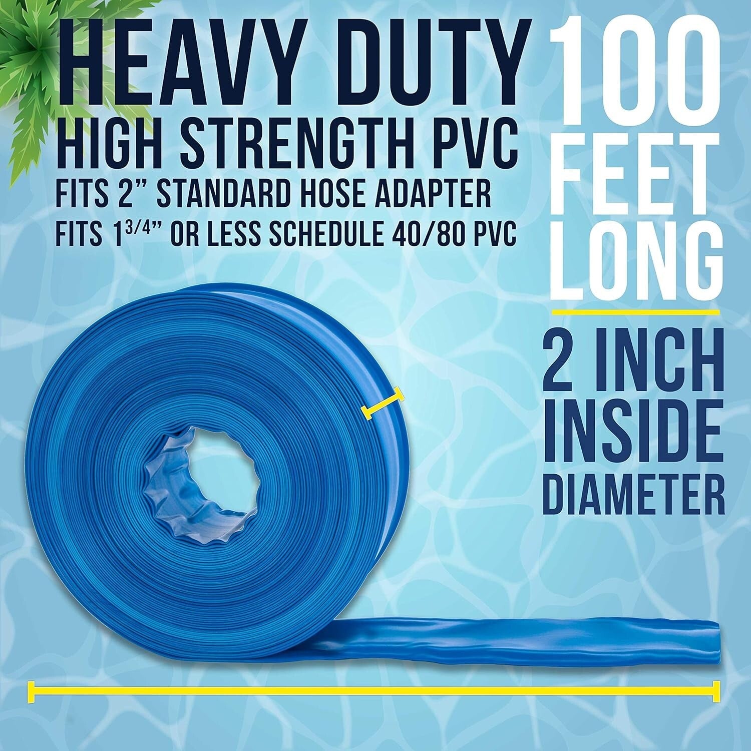 Heavy-Duty Pool Backwash Hose 2" x 100' with Clamp - Flexible Drainage Solution