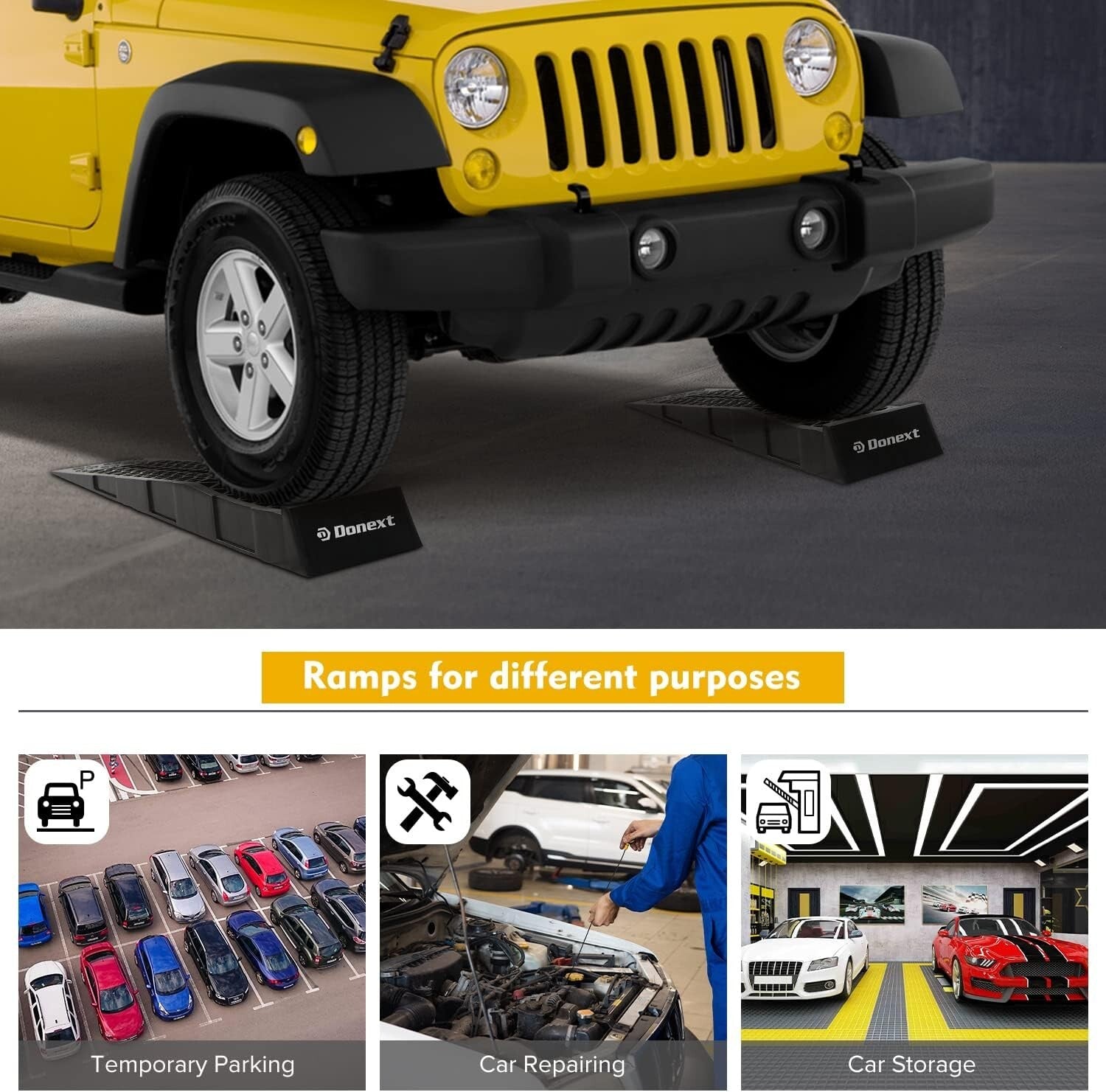 3 Ton Low Profile Car Service Ramps - Lightweight, Durable 2 Pack Set