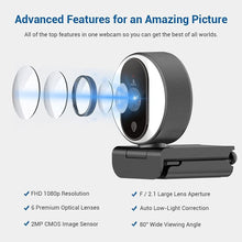 Load image into Gallery viewer, N680E 1080P Webcam with Ring Light &amp; Dual Microphones – Perfect for Streaming