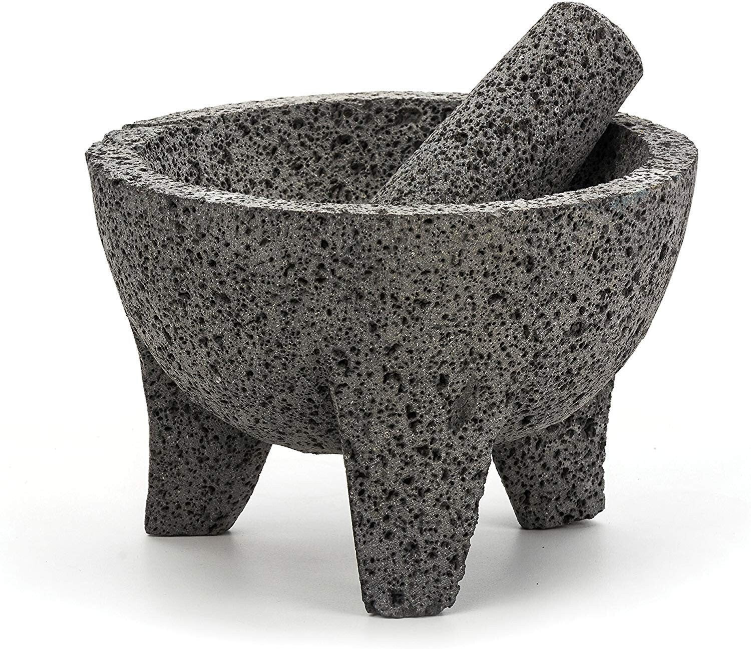 Authentic Mexican Molcajete 8.5” - Natural Volcanic Stone for Perfect Guacamole