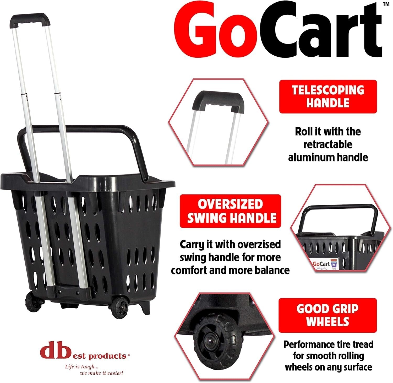 GoCart Utility Rolling Basket: 100 Pounds Capacity for Effortless Transport