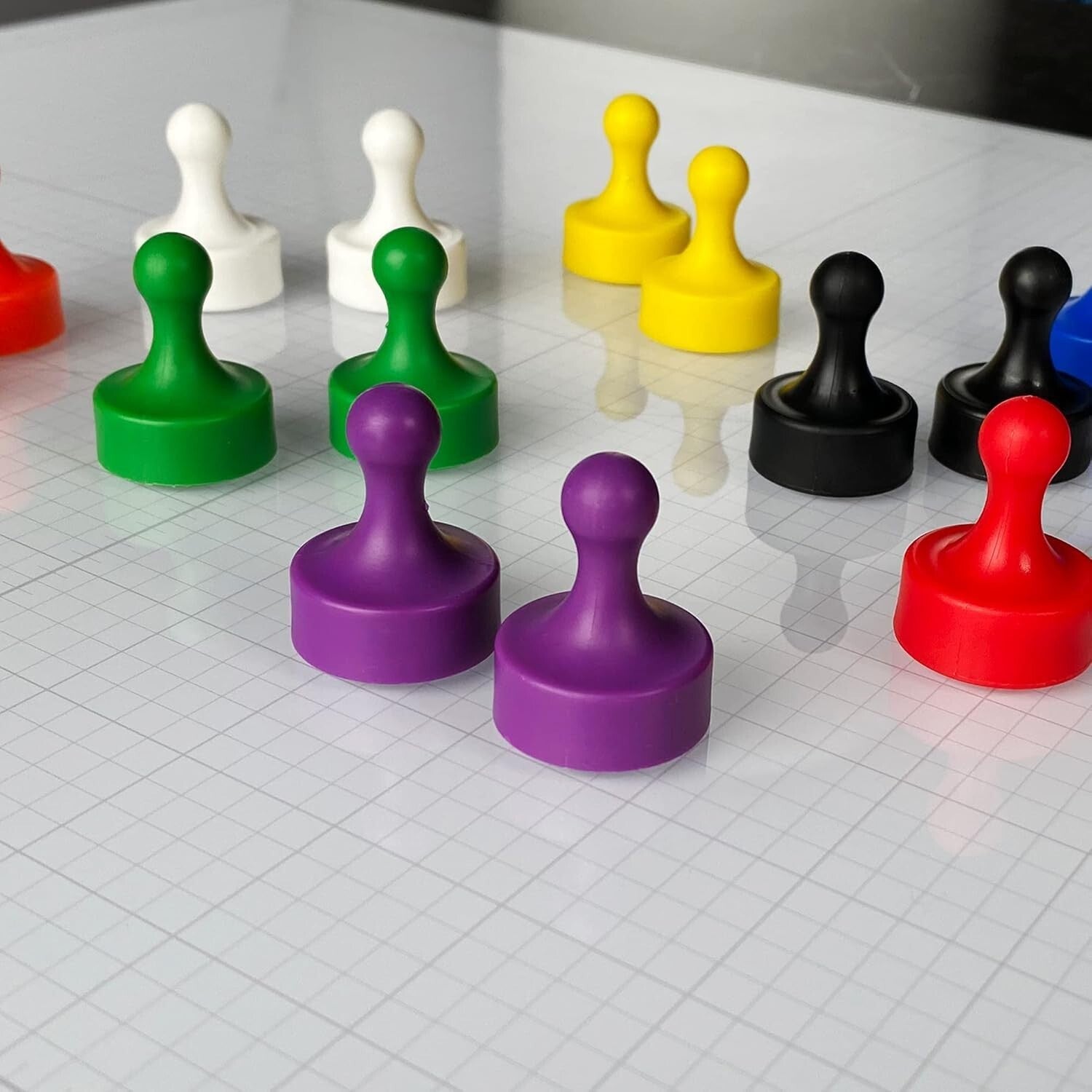 Durable Pawn-Shaped Neodymium Magnets - 8 Heavy-Duty Organizers for Any Surface