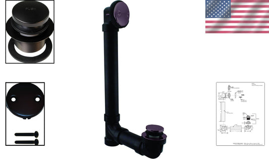 Oil Rubbed Bronze Bath Drain Kit - All-In-One Tip-Toe Overflow Assembly, 4 Count