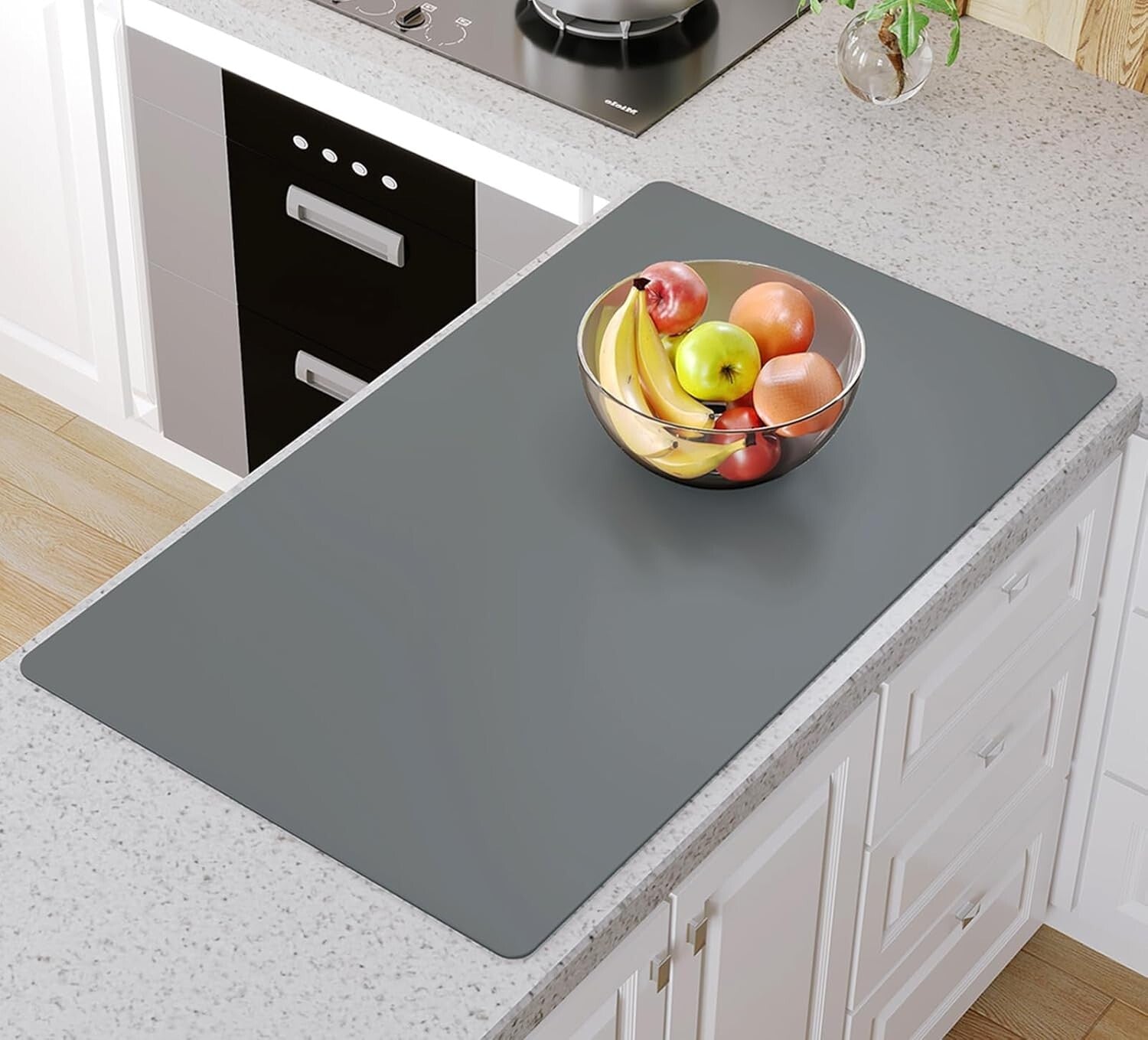 Extra Large 36" Grey Silicone Kitchen Mat - Durable, Dishwasher Safe & Non-Slip