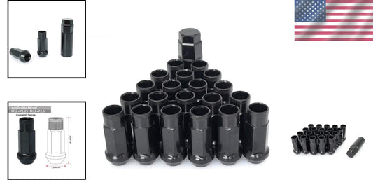 Corrosion-Resistant Black Forged Wheel Nuts M12x1.5 – 22 Piece Auto Accessory