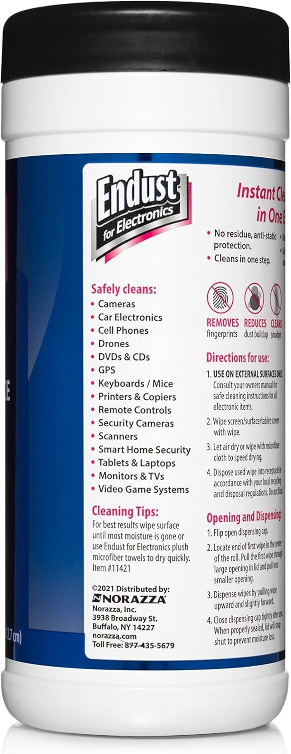 Anti-Static Electronics Cleaning Wipes - 70 Pre-Moistened Wipes - Non-Toxic