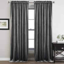 Load image into Gallery viewer, Elegant Grey Velvet Blackout Curtains 84" Long - Set of 2 Room Darkening Drapes