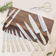 Load image into Gallery viewer, Ivory 15-Piece Premium Knife Block Set with Built-In Sharpener &amp; Ergonomic Grip