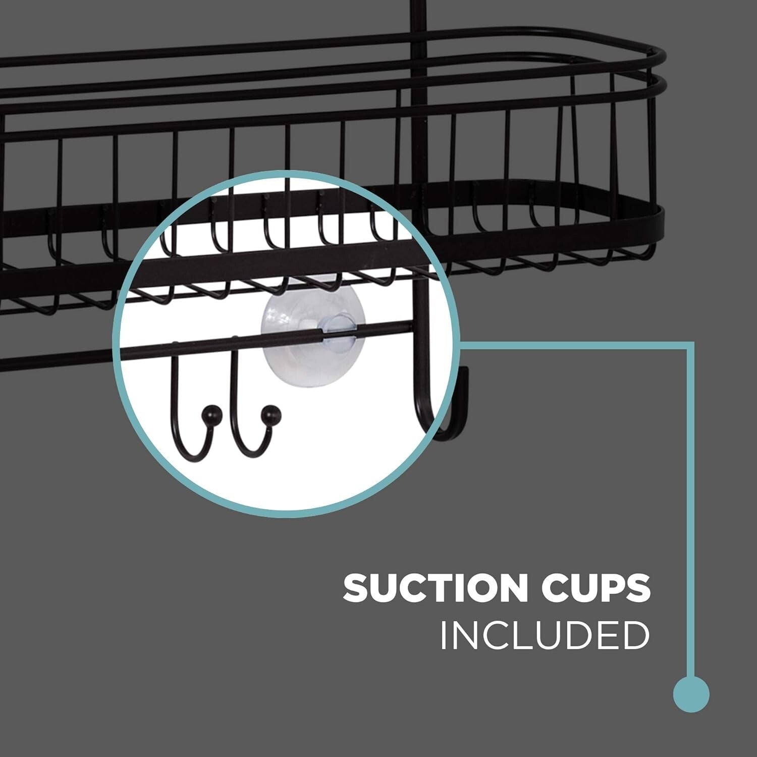 Elegant Rust-Resistant Shower Caddy with Extra Wide Shelves & Hooks - Bronze