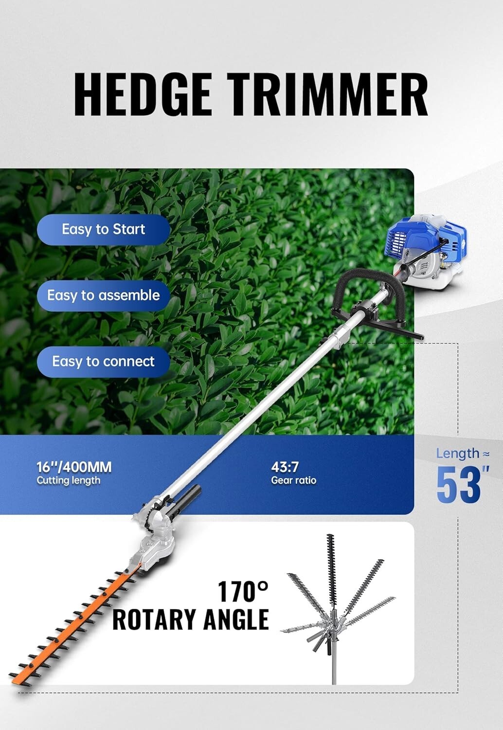 27cc All-in-One Yard Tool: Easy Start Trimmer/Edger & Hedge Trimming Solutions