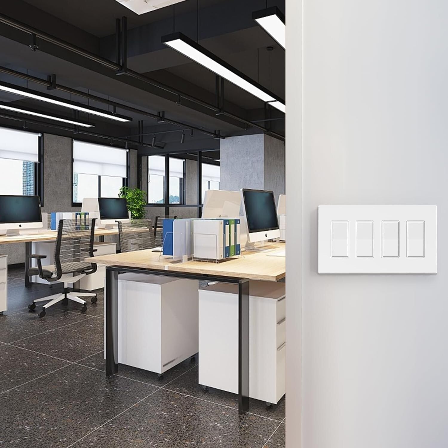 Elegant Matte 4-Gang Screwless Faceplates for Decorator Outlets - 10 Pack