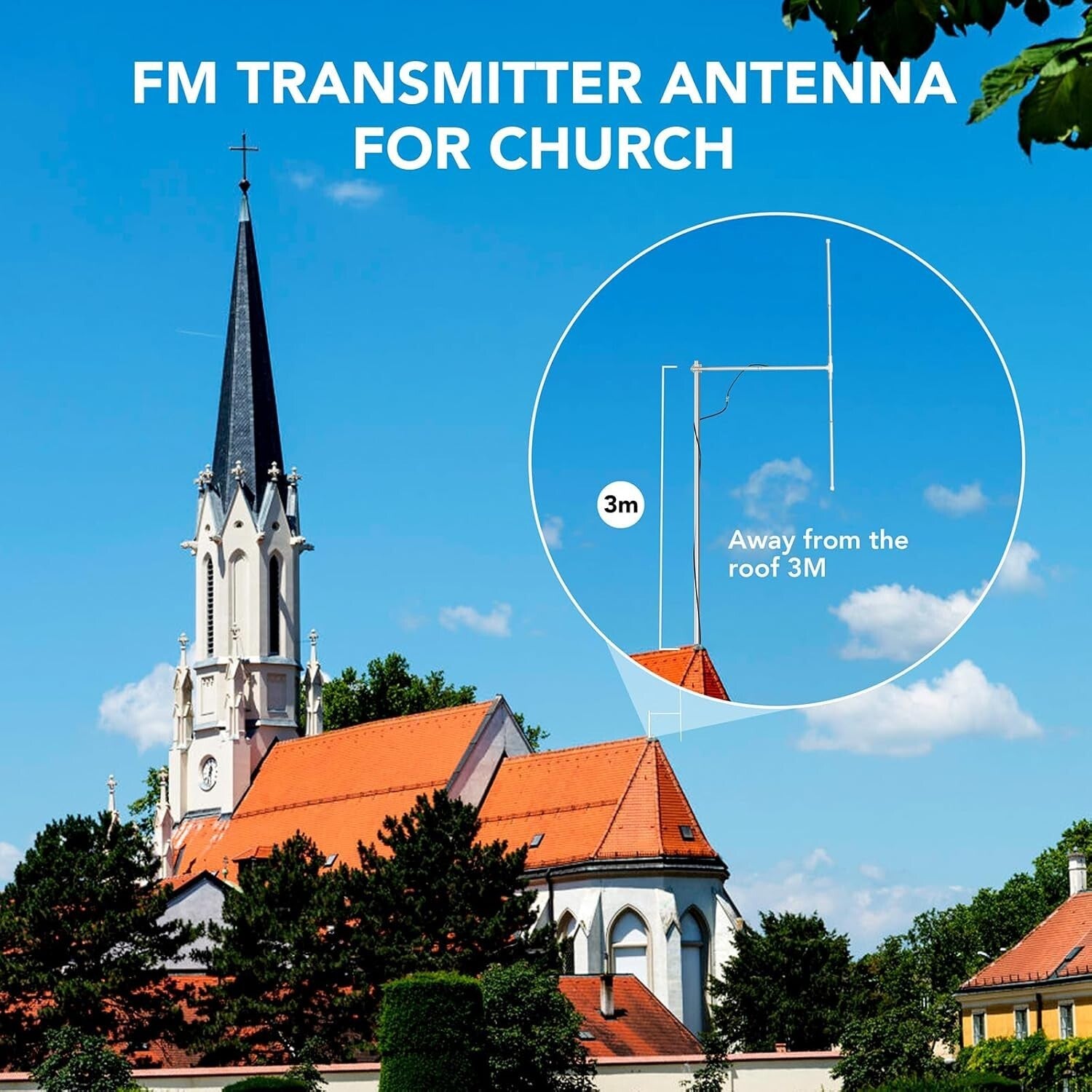 150W Outdoor FM Dipole Antenna – High Gain, Corrosion-Resistant for 87-108MHz