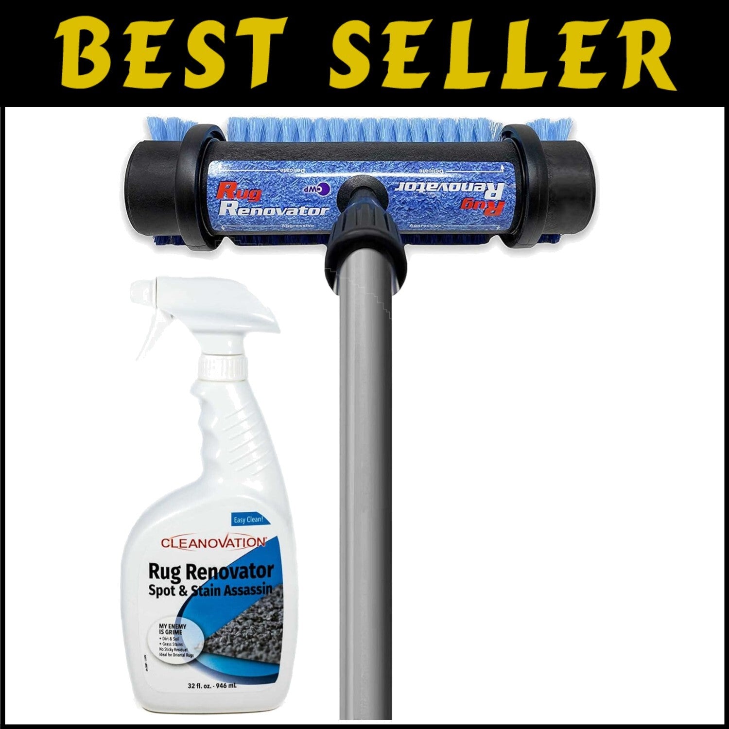 Effortless Carpet Cleaner with Long Handle Scrub Brush & Stain-Removing Shampoo