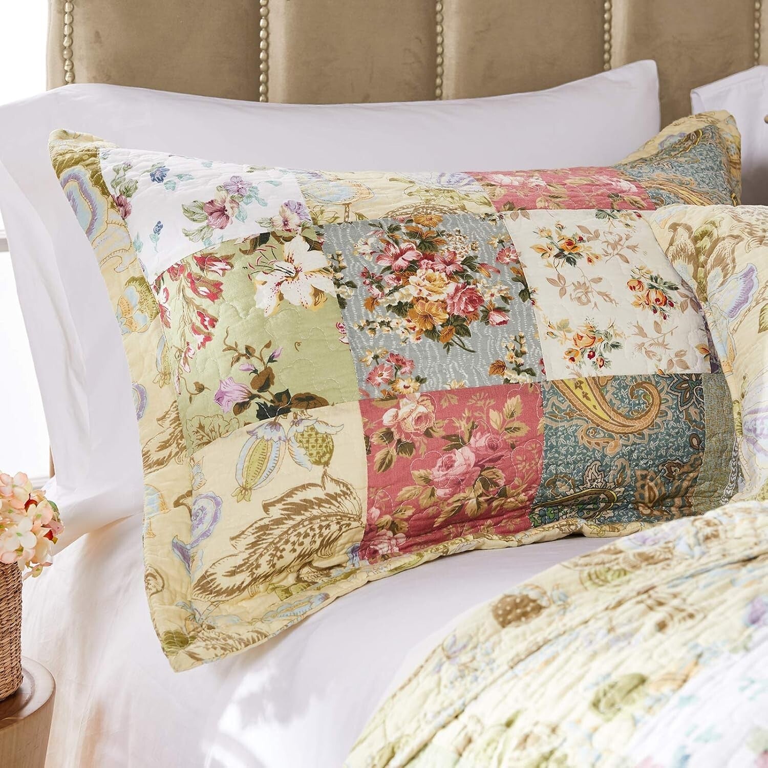 Blooming Prairie 100% Cotton Reversible Quilt Set - Twin/XL Floral Patchwork