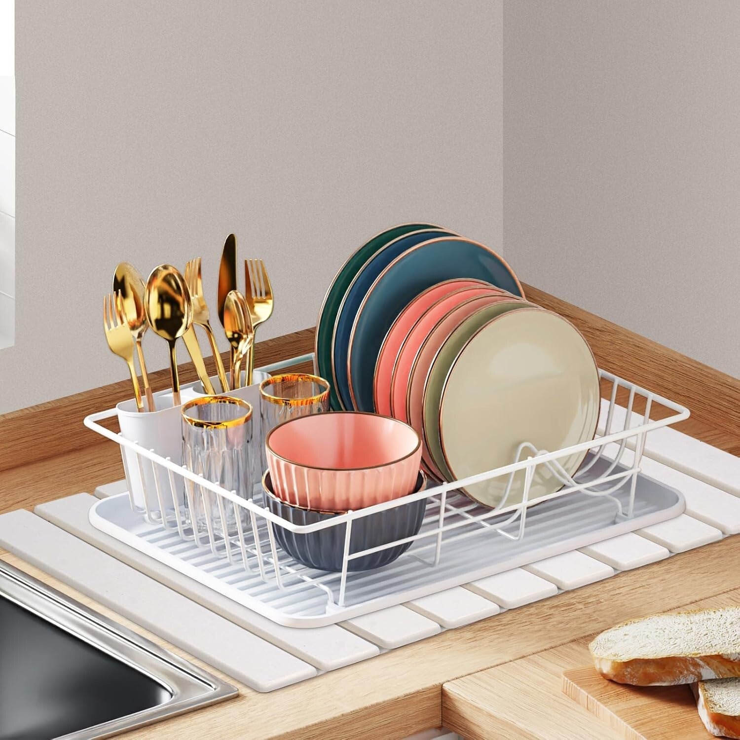 Foldable Diatomaceous Earth Kitchen Drying Mat - Versatile 23 x 15.3 Inches