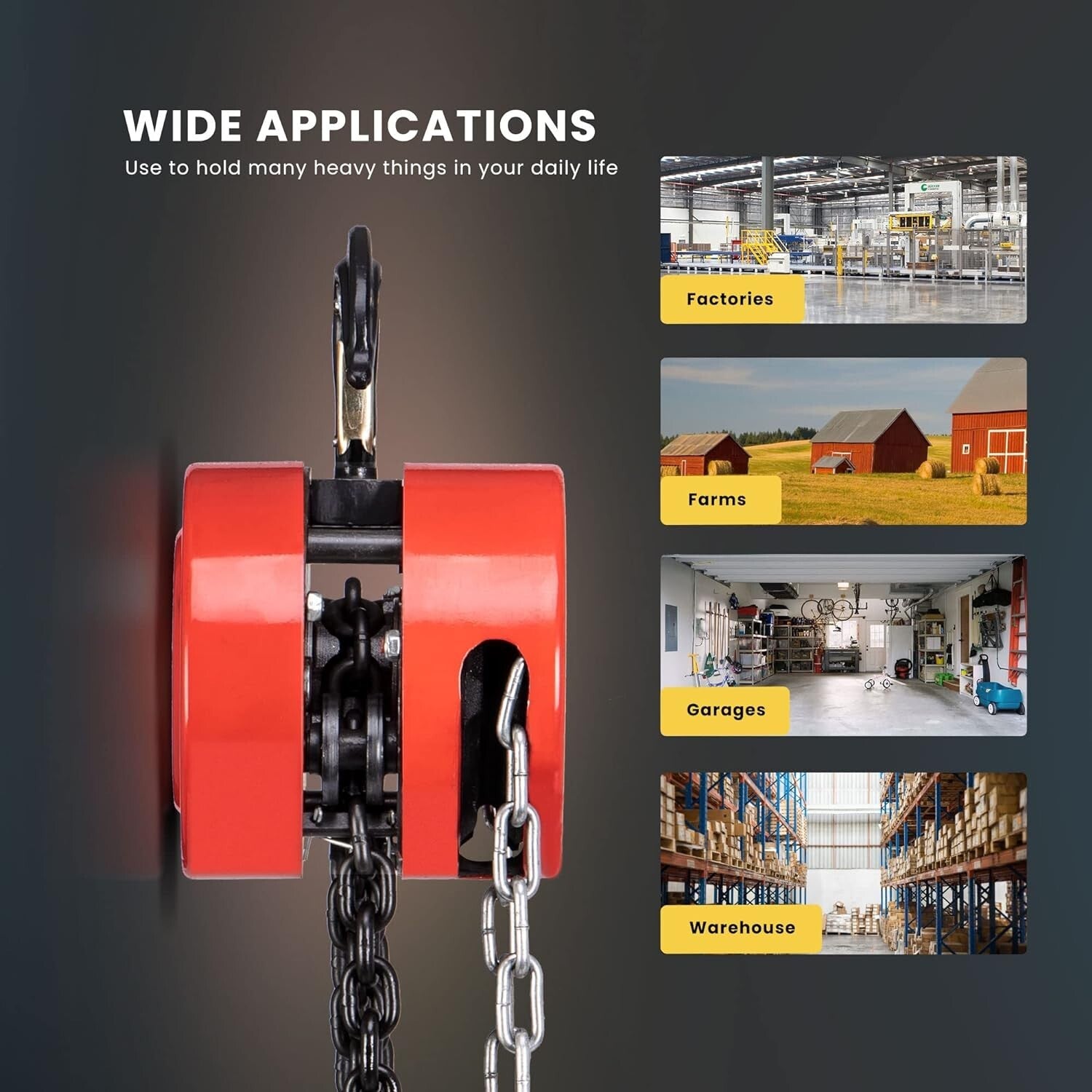 Versatile 1 Ton Manual Chain Hoist for Factories and Workshops - Safe & Sturdy